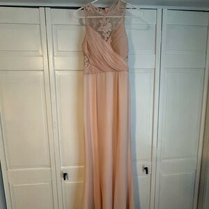 Elegant Pink Lace Maxi Dress